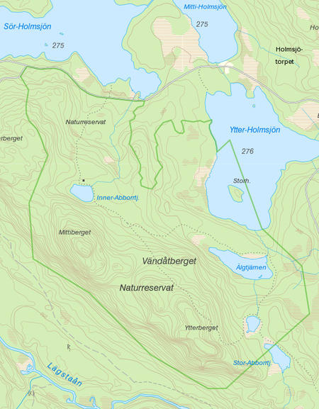 Länsstyrelsens topografiska karta över Vändåtberget.