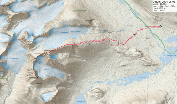 Karta med GPS-spår dag 4.