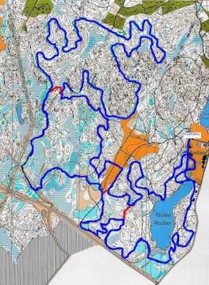 Bansträckning för SAMS 8km spår