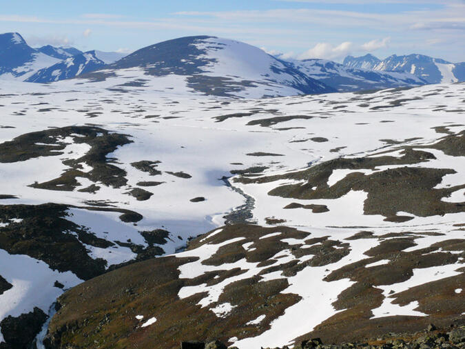 Utsikten från platån på ca 1350 meters höjd. 