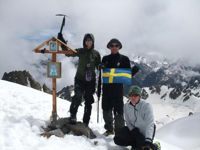 Jag, Niklas och Martin på toppen med Jesus!