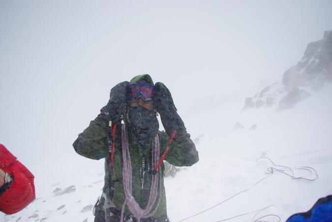 Jag, strax nedanför östtoppen 5621 m