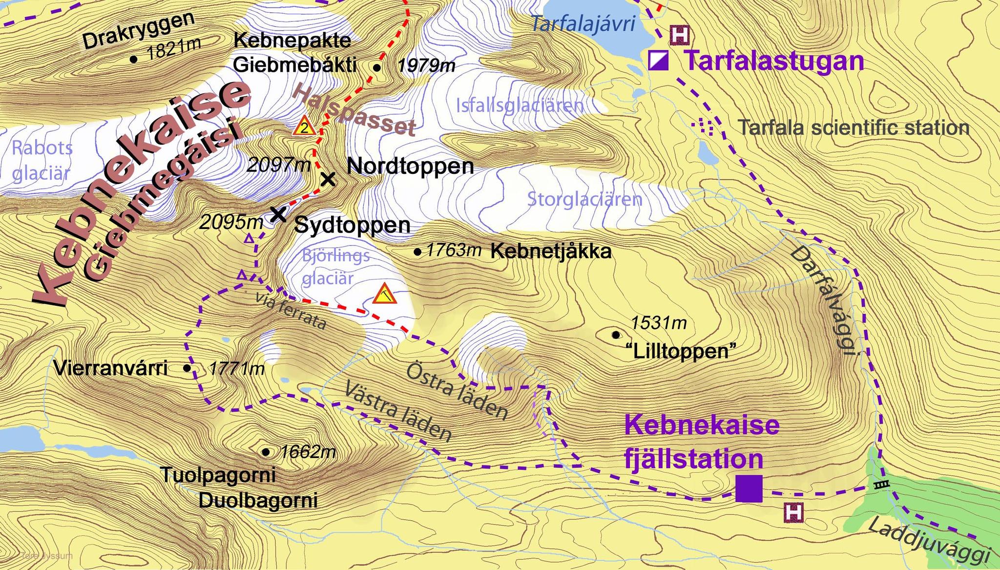 Kebnekaise Karte / Hiking Nikkaluokta - Kebnekaise » Kiruna Lappland