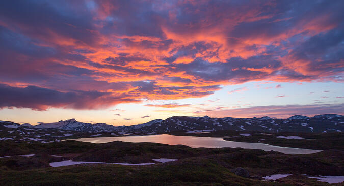 Solnedgång över Gájtsasjjávrre.