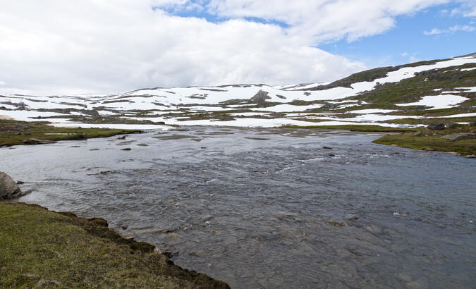 Mitt vadställe vid utloppet från det övre sandurfältet.