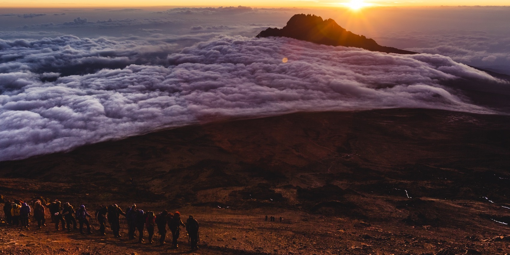 Utsikt från Kilimanjaro på toppnatten.