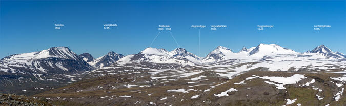 Panorama mot NV från 1350-meters hyllan.