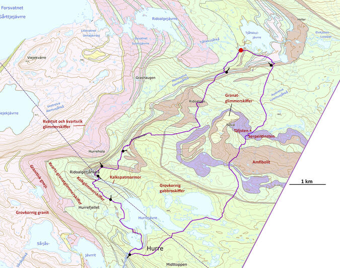 Berggrundskarta över Hurre.