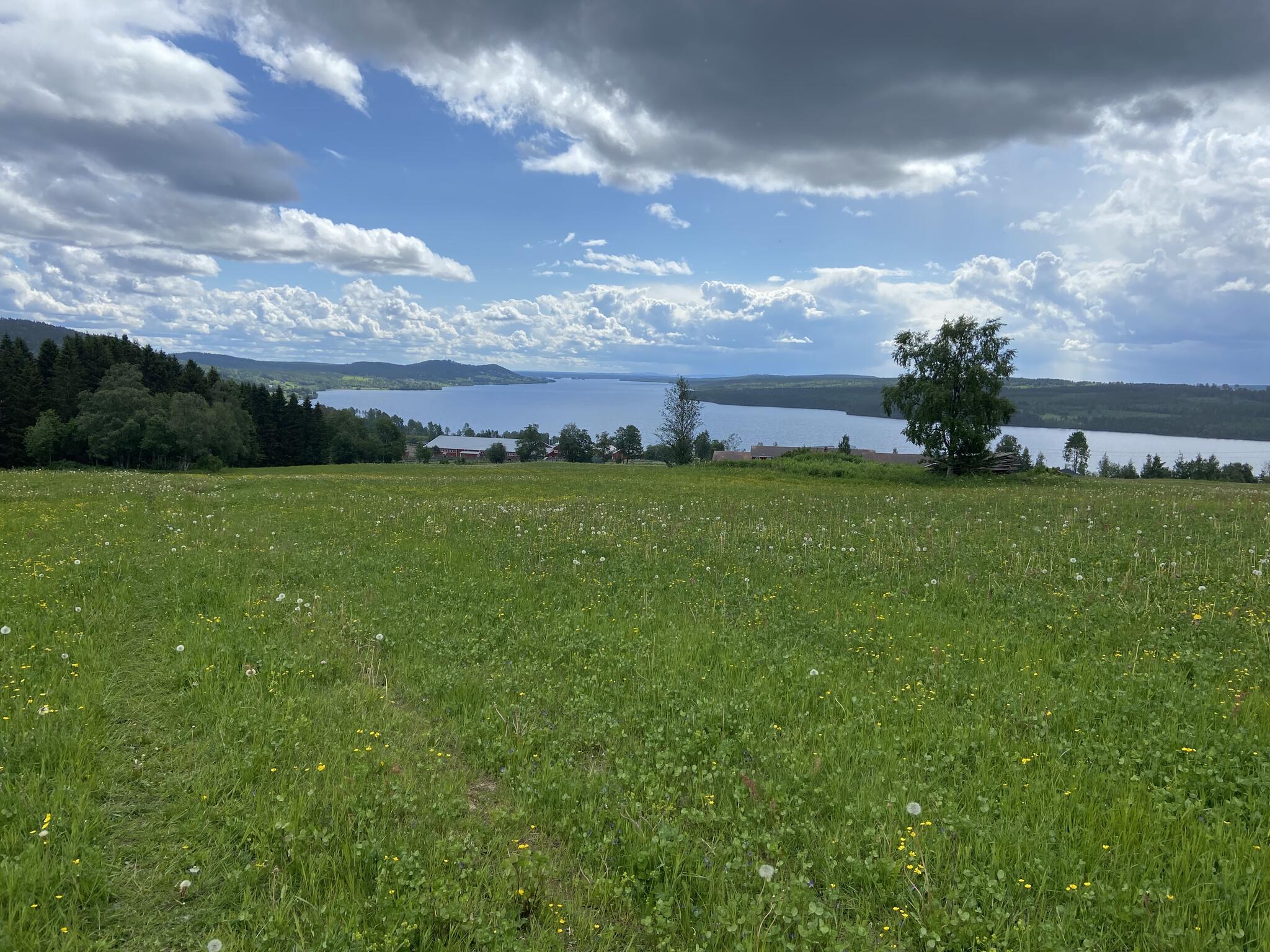 Här strax ovanför Wången fick jag fin vy över sjön Alsen. Det kändes samtidigt lite övermäktigt att jag skulle springa längs med hela sjön till dess bortre ände, men det gick ju bra.