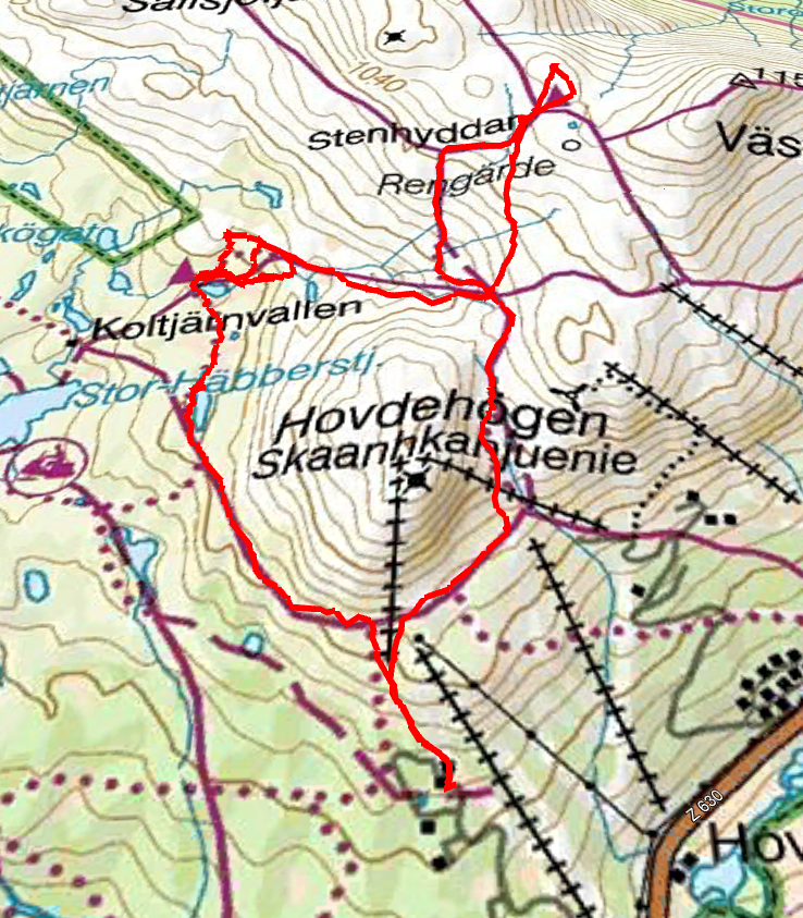 Totalt blev turen 20 km fördelat på två dagar. 692 meters stigning.