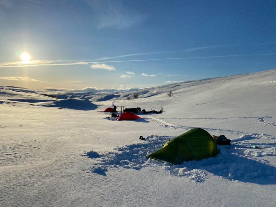 Tältplats ovanför Vindelkroken. Kall och fin natt.