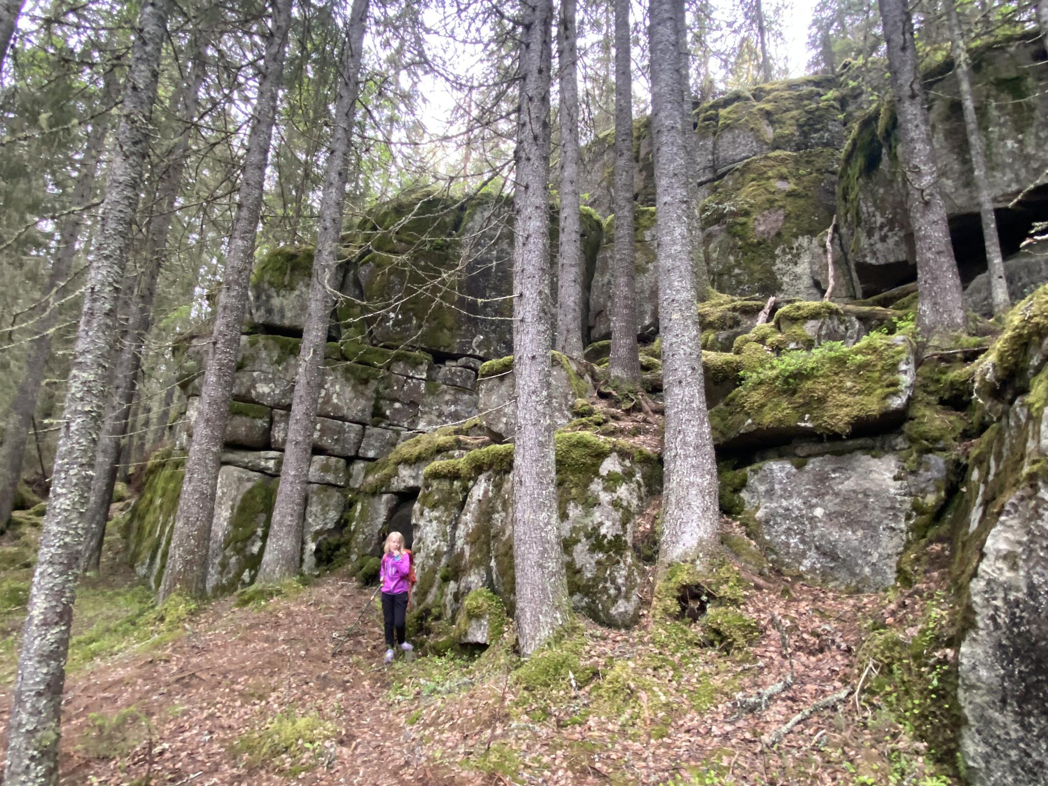 Häftiga klippor längs stigen.