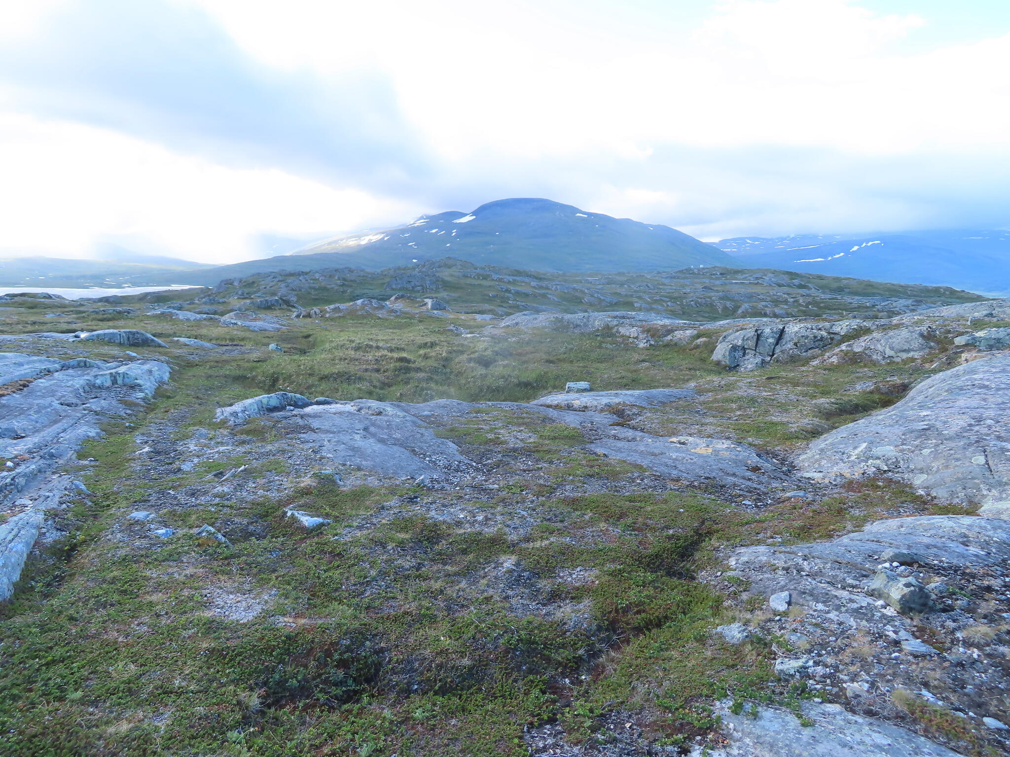 Uppe på fjället såg det ut så här med hällar och våtmarker.