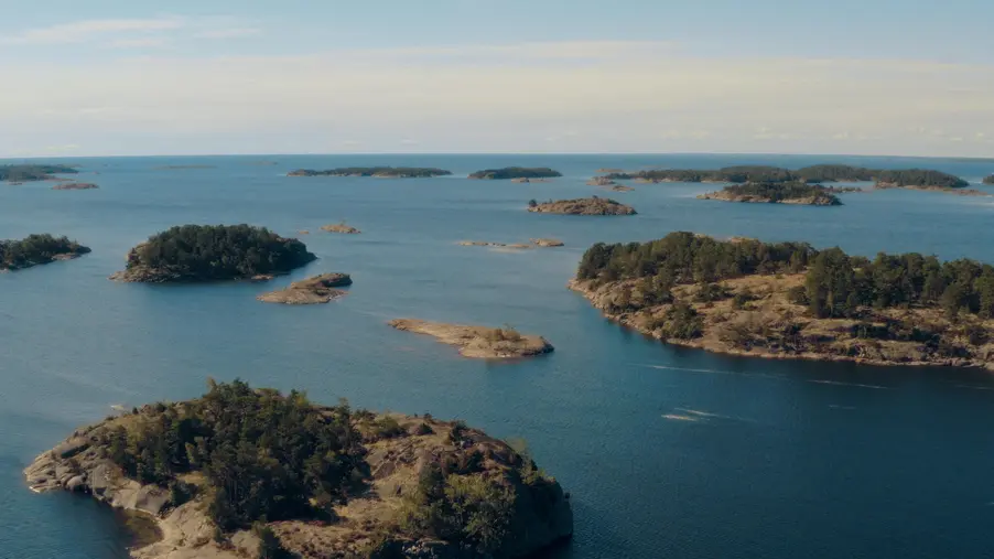 Flygbild över öar i Sverige