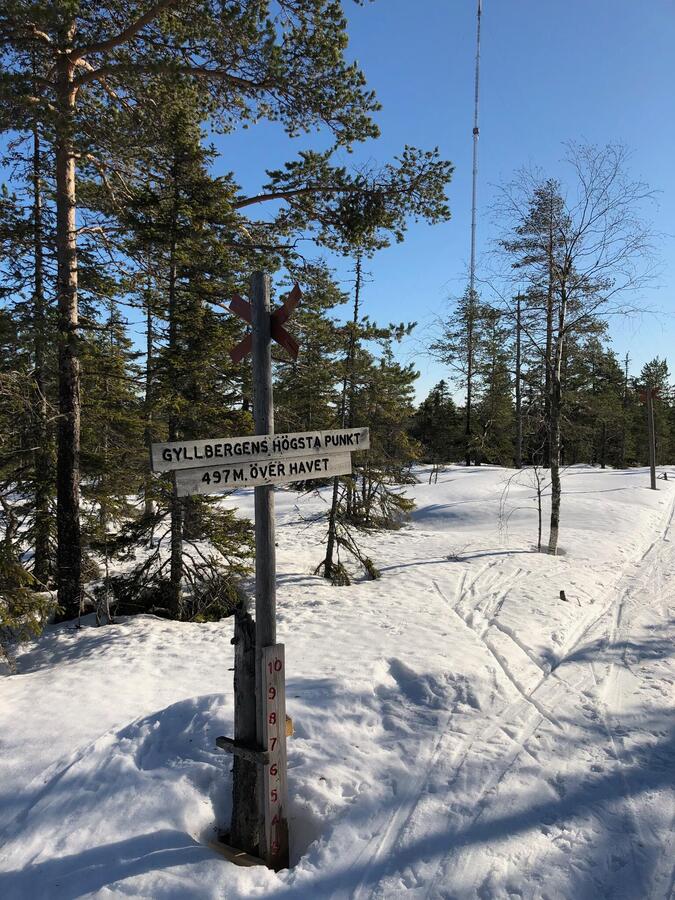 Spånsmasten. Om kartan stämmer borde skylten sitta på Dragberget som är 497. Högsta top vid masten är 495 meter.