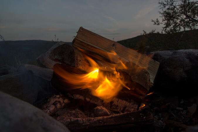 Lägereld vid Bergådalstugan