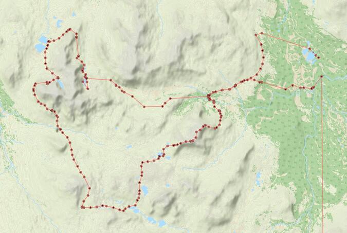 SPOT-tracking över turen - 10 min intervaller