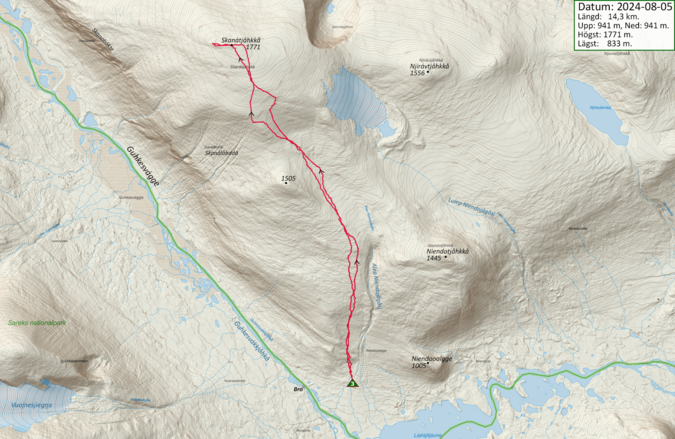 Karta med GPS-spår dag 3.
