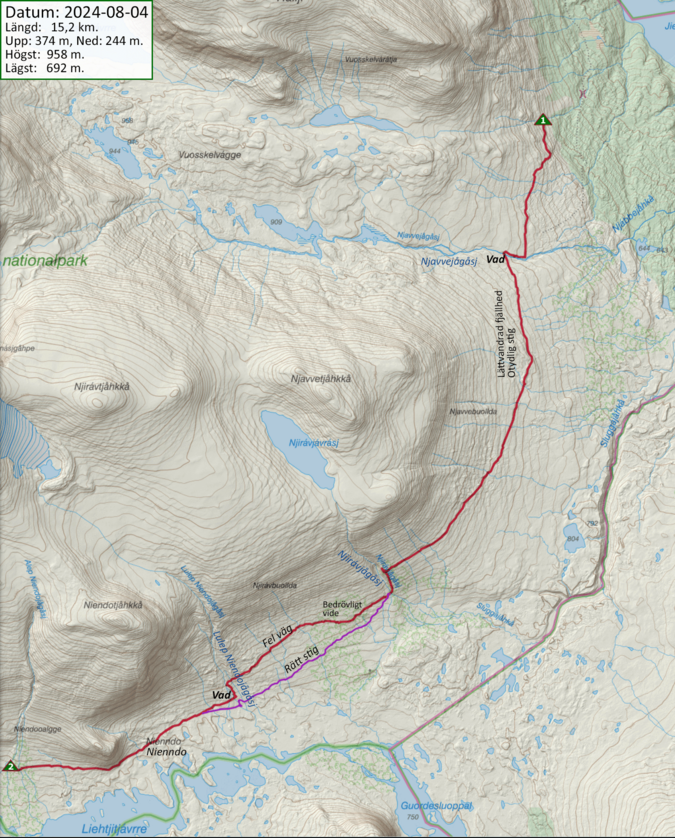 Karta med GPS-spår dag 2.