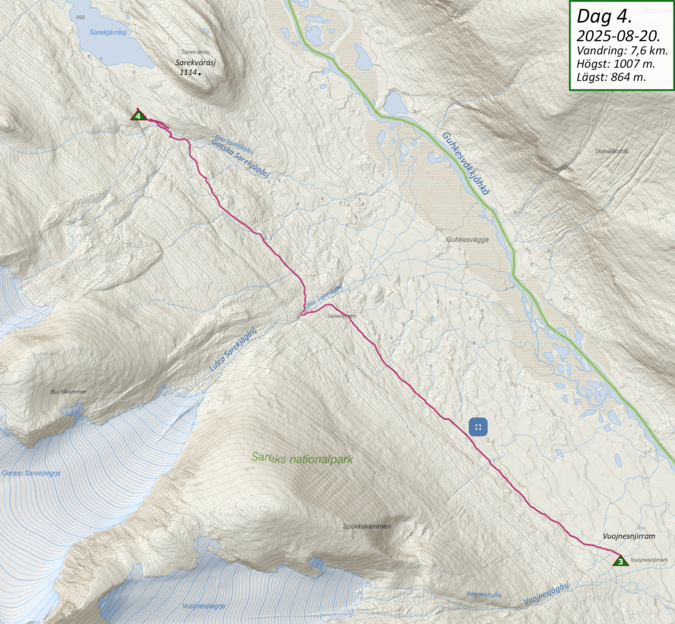 Karta med GPS-spår dag 4.