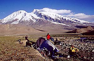 Camping approx. 10 km from the foot of Muztagh Ata, 2000.