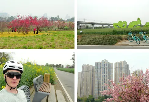 Den 100km långa cykelleden runt Chengdu i Kina