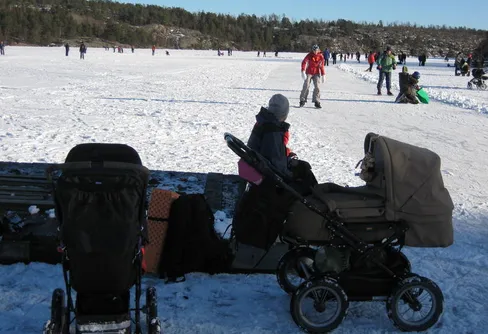 Det går om man vill... Skridsko med vagn...