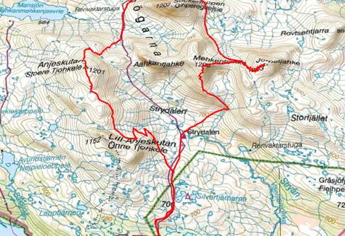 Skäckerfjällen i vårvärme och med trasig pjäxa 240428