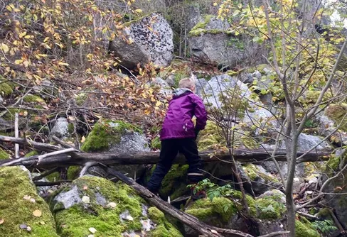 Bergsklättning i närområdet med en 8-åring