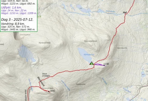 Sarekvandring i extrem värme. Dag 1 till 4.