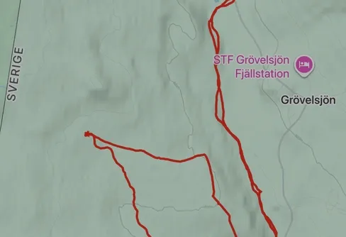Längs Grövlan och Olån i blåst och snöfall 251229