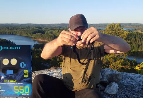 Min nyköpta pannlampa Olight fungerade inte, så det blev en nattvandring i mörker, nästan.