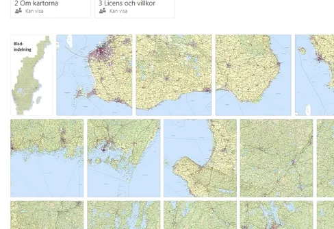 Terrängkartan i rasterform för nedladdning