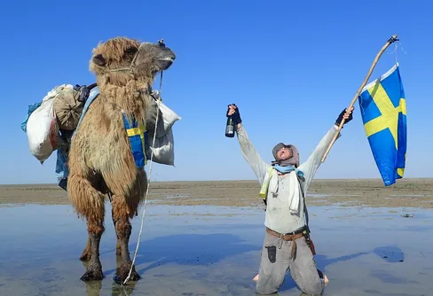 Christian Bodegren framme vid Kaspiska havet!