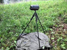 Diy kamerastiv ca 100g 5ocm av Joby-stativ förlät med kolfiberstavar & buntband, fjaderlatt.se.JPG