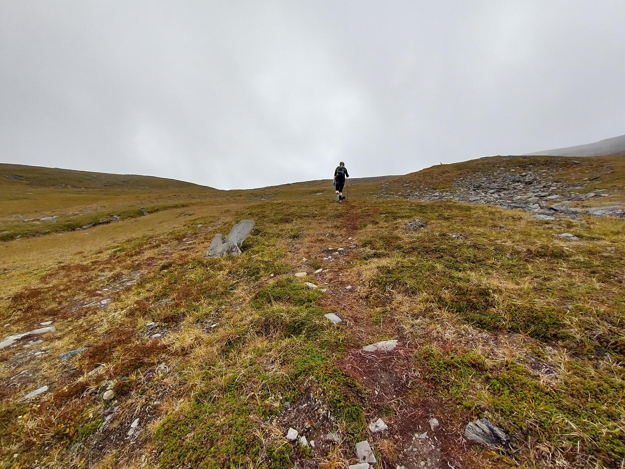 Upp mot passet mellan Boazočohkka och toppen 1150.